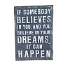 Bild Wandbild mit Spruch "If somebody believes..." Keilrahmenbild Jute Vintage ca. 50x70cm