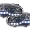 Scheinwerfer Set Daylight LED TFL-Optik VW Golf 4 Typ 1J  98-03 schwarz für Rechtslenker
