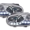 Scheinwerfer Set Daylight LED TFL-Optik VW Golf 4 Typ 1J  98-03 chrom für Rechtslenker