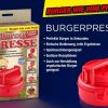 Burgerpresse Hackfleischpresse - perfekte Burger in Sekunden - spülmaschinengeeignet Ø 12 cm, rot 