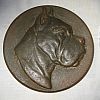 massives Gussbild Hund Bulldogge zum Aufhängen Gewicht ca. 500 Gramm, Durchmesser 11,5 cm